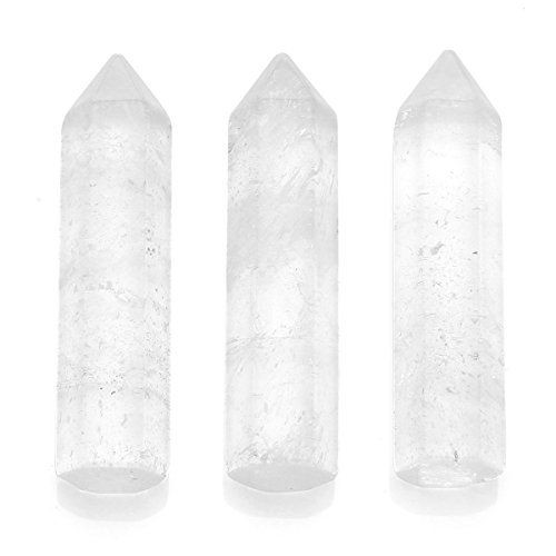 CrystalTears - Juego de 5 Cristales de curación de 45 a 46 mm, Varita Pulida de un Solo Punto, decoración de Piedras pulidas, Amatista, Cuarzo Transparente, Cuarzo Rosa, sodalita, aventurina Verde