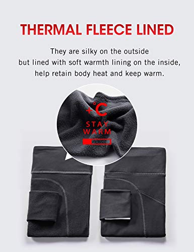 CRZ YOGA Mujer Deportivos Térmicos Forro Leggings Fitness Pantalones con Bolsillos Laterales-71cm Negro 36