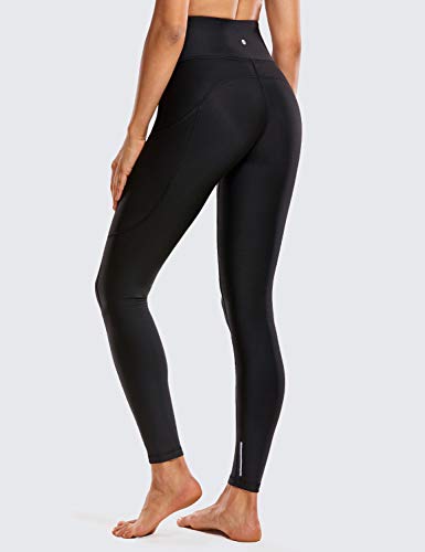 CRZ YOGA Mujer Deportivos Térmicos Forro Leggings Fitness Pantalones con Bolsillos Laterales-71cm Negro 36