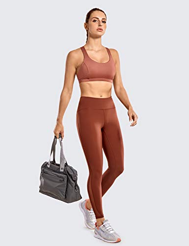 CRZ YOGA Sujetador Deportivo para Mujer Sujetador de Yoga con Tiras con Relleno Extraíble Bronceador Rojo XS