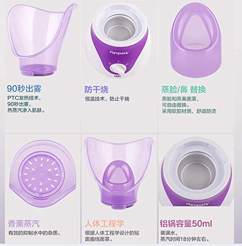 CSFM-Face Profesional Facial Steamer Sauna Niebla Vapor Inhalador Humidificador SPA Casero Personal Tratamiento Espinillas Piel Grasa Acné Incluye Inhalador para Boca Y Nariz
