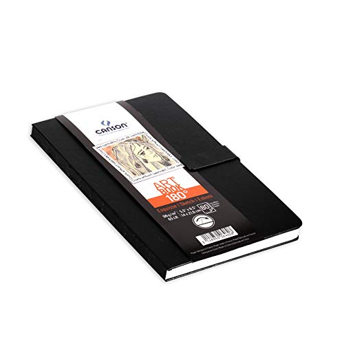 Cuad 14x21,6 cm, 80 Hojas, Canson Art Book 180º, Grano Fino 96g, Negro