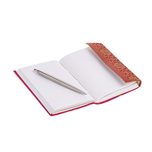 Cuaderno Sari Mediano 11 cm x 16 cm - Rosa - Papel reciclado sin forro - Cuaderno de bolsillo y diario - Regalo de papelería indio - Para hombres, mujeres, estudiantes