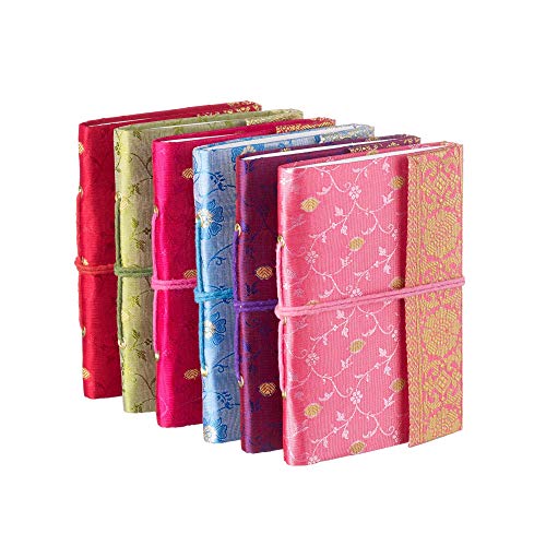 Cuaderno Sari Mediano 11 cm x 16 cm - Rosa - Papel reciclado sin forro - Cuaderno de bolsillo y diario - Regalo de papelería indio - Para hombres, mujeres, estudiantes