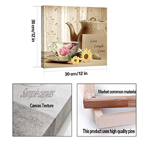 Cuadro en lienzo en Taza de cafe retro Florero elegante pinturas murales Decoración Impresiones de Lienzo para Perfecto para Sala de estar cocina dormitorio Regalo de navidad Aniversario 30x30cm 3er