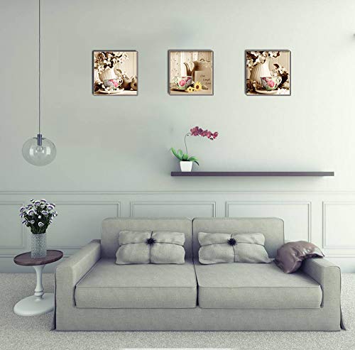 Cuadro en lienzo en Taza de cafe retro Florero elegante pinturas murales Decoración Impresiones de Lienzo para Perfecto para Sala de estar cocina dormitorio Regalo de navidad Aniversario 30x30cm 3er