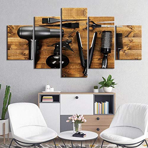 Cuadros modulares Decoración del hogar Lienzo de Arte de Pared Herramienta de peluquería Decoración de póster 5 Piezas Pinturas Foto Impresa en HD + Imágenes modulares Decoración del hogar Arte de pa