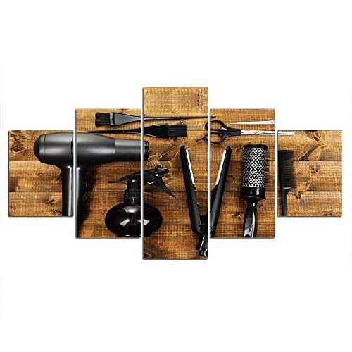 Cuadros modulares Decoración del hogar Lienzo de Arte de Pared Herramienta de peluquería Decoración de póster 5 Piezas Pinturas Foto Impresa en HD + Imágenes modulares Decoración del hogar Arte de pa