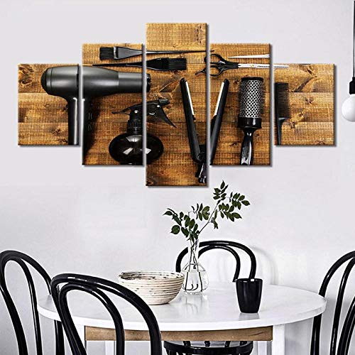 Cuadros modulares Decoración del hogar Lienzo de Arte de Pared Herramienta de peluquería Decoración de póster 5 Piezas Pinturas Foto Impresa en HD + Imágenes modulares Decoración del hogar Arte de pa