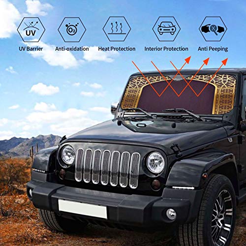 Cubierta de la sombrilla del parabrisas del coche Fondo de Ramadán con ventana en arcos de mezquita Se adapta a la mayoría de los bloques de automóviles Luz UV y rayos solares Tamaño 140 * 76 cm