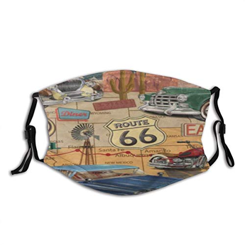 Cubierta Facial Vintage Car Retro Estilo Americano Unisex Algodón Lavable y Reutilizable Decoración Facial cálida para Exteriores