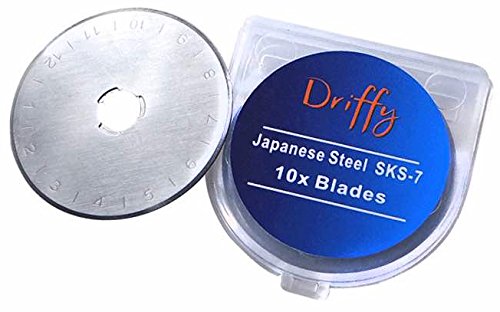 Cuchillas de 45 mm para cortador circular, paquete de 10 unidades, repuesto, compatible con cortadores Driffy, Olfa, Fiskars, Truecut, Clover y Dafa.