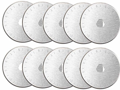 Cuchillas de 45 mm para cortador circular, paquete de 10 unidades, repuesto, compatible con cortadores Driffy, Olfa, Fiskars, Truecut, Clover y Dafa.