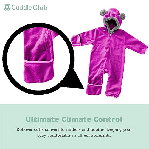 Cuddle Club Mono Polar Bebé para Recién Nacidos a Niños 4 Años - Pijamas Infantiles Chaqueta de Invierno Abrigo Polar Niño Mono de Niños - BearPurple3-6m