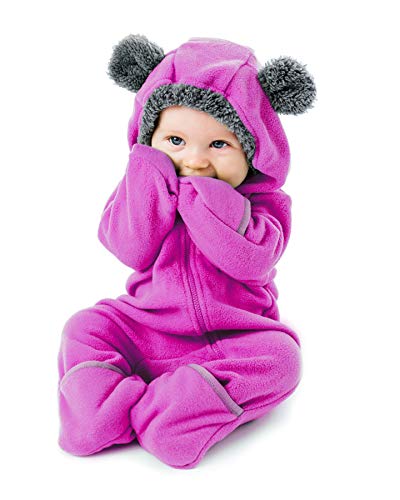 Cuddle Club Mono Polar Bebé para Recién Nacidos a Niños 4 Años - Pijamas Infantiles Chaqueta de Invierno Abrigo Polar Niño Mono de Niños - BearPurple3-6m