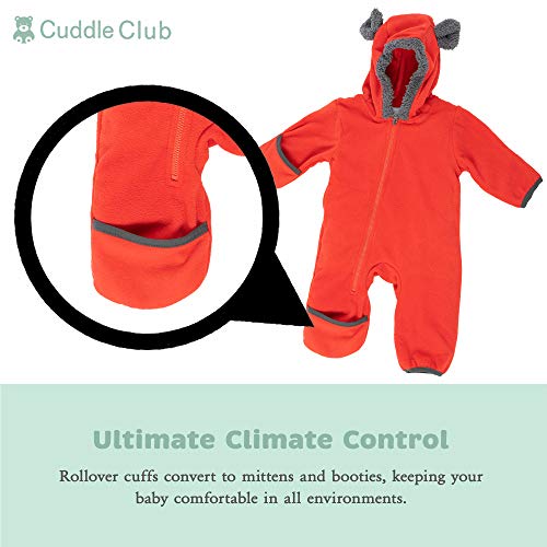 Cuddle Club Mono Polar Bebé para Recién Nacidos a Niños 4 Años - Pijamas Infantiles Chaqueta de Invierno Abrigo Polar Niño Mono de Niños - BearRed6-12m
