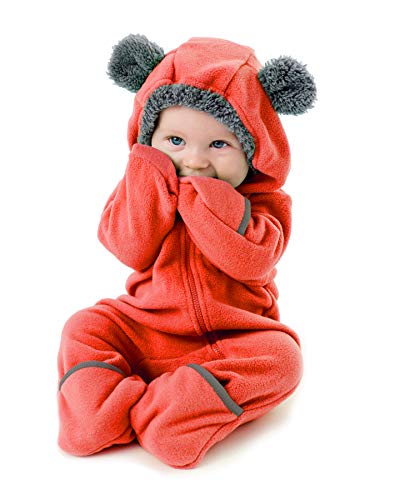Cuddle Club Mono Polar Bebé para Recién Nacidos a Niños 4 Años - Pijamas Infantiles Chaqueta de Invierno Abrigo Polar Niño Mono de Niños - BearRed6-12m