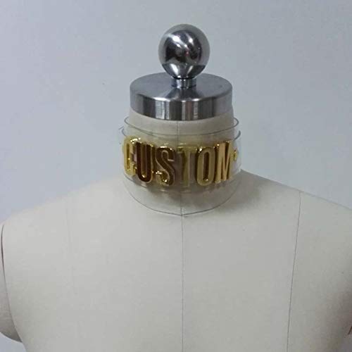 Cuello de sujeción Juguetes Collar de Oro Segura Bondage Carta Gargantilla Gargantilla de Cosplay de Gran tamaño Collar Collar de PVC (Metal Color : Oro, Size : Gratis)