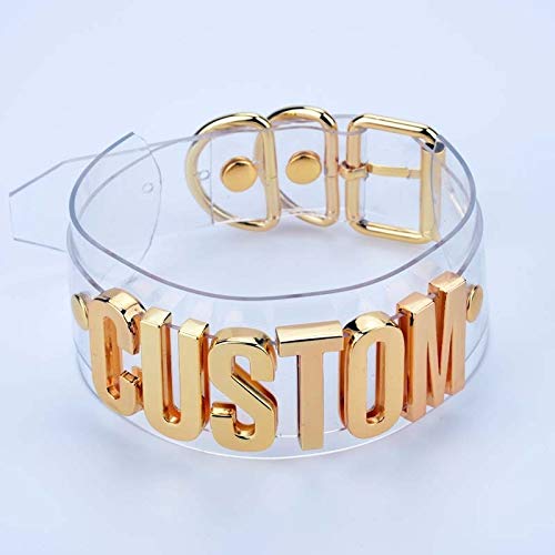 Cuello de sujeción Juguetes Collar de Oro Segura Bondage Carta Gargantilla Gargantilla de Cosplay de Gran tamaño Collar Collar de PVC (Metal Color : Oro, Size : Gratis)