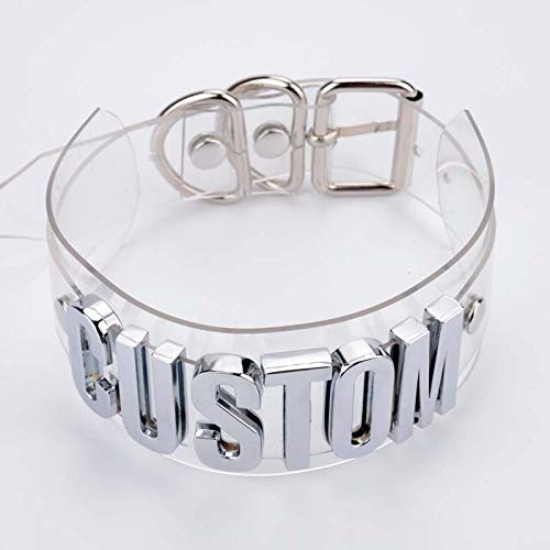 Cuello de sujeción Juguetes Collar de Oro Segura Bondage Carta Gargantilla Gargantilla de Cosplay de Gran tamaño Collar Collar de PVC (Metal Color : Oro, Size : Gratis)