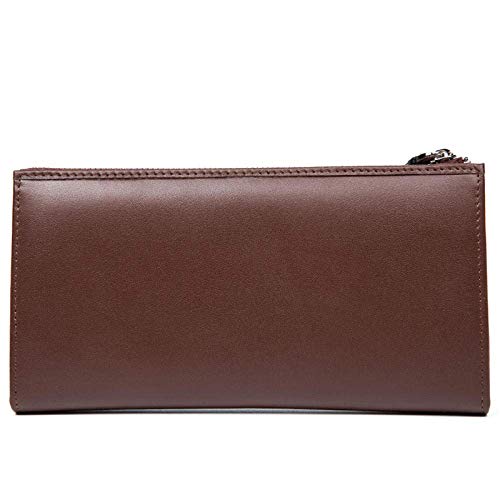 Cuero liso negocios embrague hombres de embrague informal de los hombres de la carpeta de la tarjeta multifuncional bolsa a largo Brown_18.5 * 9.5 * 2cm SHIYUE ( Color : Brown , Size : 18.5*9.5*2cm )