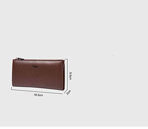 Cuero liso negocios embrague hombres de embrague informal de los hombres de la carpeta de la tarjeta multifuncional bolsa a largo Brown_18.5 * 9.5 * 2cm SHIYUE ( Color : Brown , Size : 18.5*9.5*2cm )