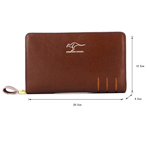 Cuero ocasionales de los hombres de carpetas Bolsitas de hombres for hombres Embragues carteras de los hombres de bolsos del teléfono móvil de negocios Monederos Monedero-Brown_20.5 * 4.5 * 12.5cm SHI