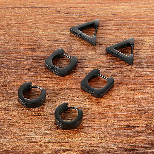 Cupimatch Pendientes Hombre Acero Inoxidable Aro Aretes Hombre Mujer Redondos Hipoalergénico Joyería de Moda Deligado