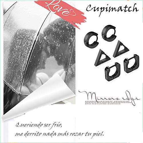 Cupimatch Pendientes Hombre Acero Inoxidable Aro Aretes Hombre Mujer Redondos Hipoalergénico Joyería de Moda Deligado