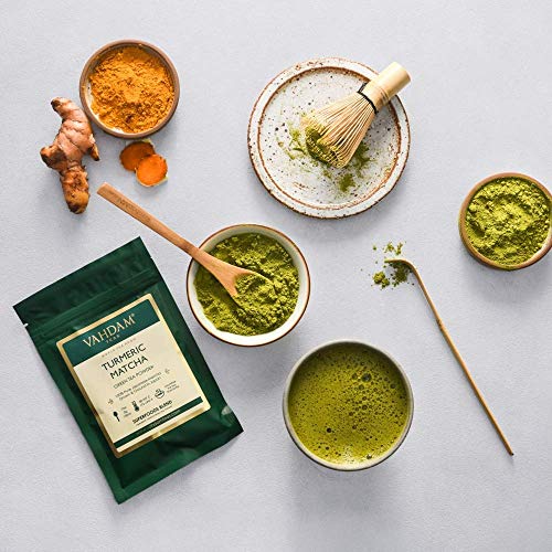 CÚRCUMA + MATCHA Té Verde En Polvo - MEJORES MEZCLAS DE SUPERFOODS (100g, 50 tazas), Polvo de Matcha Japonés 100% Puro y Sin Mezclar, 137x ANTIOXIDANTES | Aumenta la energía y el metabolismo