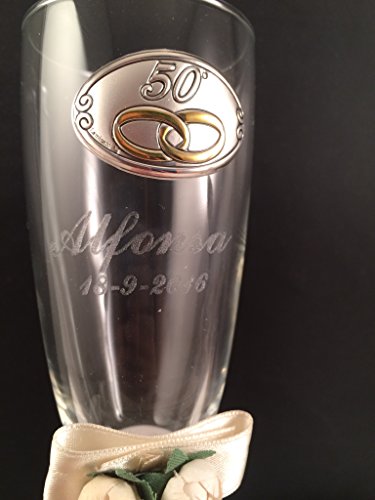 Curia Grabador Copas 50 Aniversario Personalizadas con Grabado en Cristal