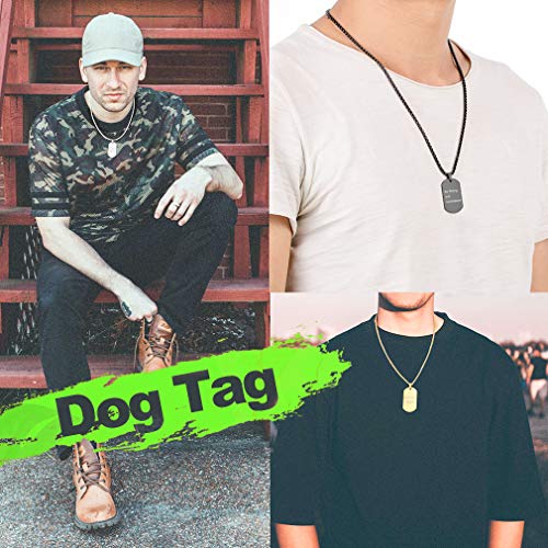 Custom4U Chapa Militar Personalizada Hombre Acero Inoxidable 316L Joyería Personalizable Colgante Rectangular con Letras Tabla Militante Dog Tag