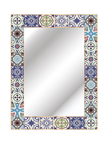 CustomGlass Espejo Rectangular de Pared Modelo Mohlin de 80 x 60 cm con decoración Personalizado Estilo Retro rústico clásico Moderno para baño vestidor tocador habitación DIY Luces Dorado Plateado