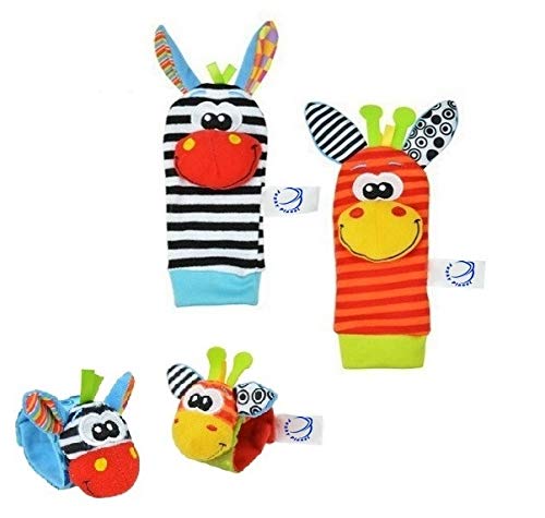 Cute Animal Infantil 4pcs (2pcs de la cintura y 2pcs calcetines) SOZZY SOCKS Bell correa traqueteos y calcetines de pie Finder conjunto de desarrollo de juguetes blandos para niños by Funky Planet