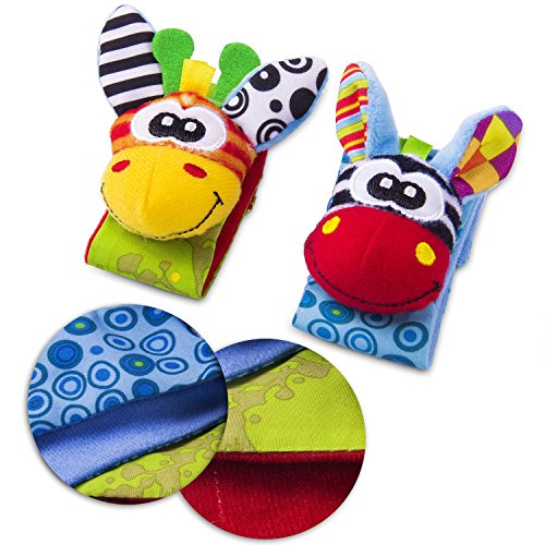 Cute Animal Infantil 4pcs (2pcs de la cintura y 2pcs calcetines) SOZZY SOCKS Bell correa traqueteos y calcetines de pie Finder conjunto de desarrollo de juguetes blandos para niños by Funky Planet