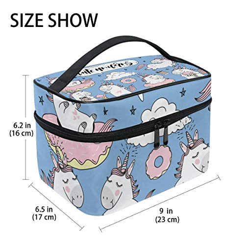 Cute Unicorns Collection Travel Makeup - Bolsa de maquillaje para mujer (gran capacidad y ajustable)