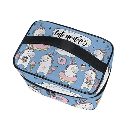Cute Unicorns Collection Travel Makeup - Bolsa de maquillaje para mujer (gran capacidad y ajustable)