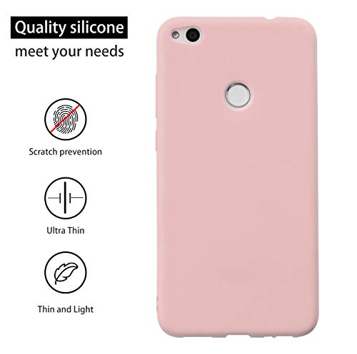 cuzz Funda para Huawei P8 Lite (2017)+{Protector de Pantalla de Vidrio Templado} Carcasa Silicona Suave Gel Rasguño y Resistente Teléfono Móvil Cover-Rosa Claro