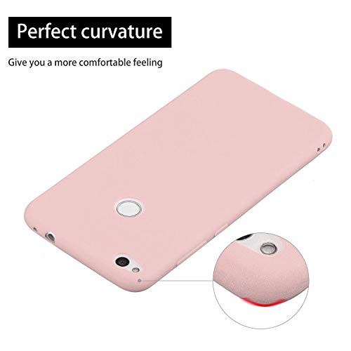 cuzz Funda para Huawei P8 Lite (2017)+{Protector de Pantalla de Vidrio Templado} Carcasa Silicona Suave Gel Rasguño y Resistente Teléfono Móvil Cover-Rosa Claro