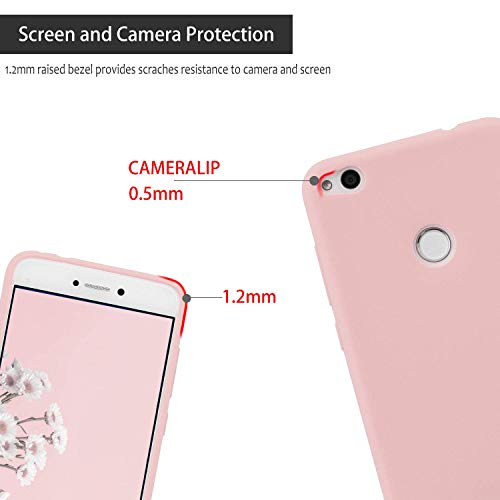 cuzz Funda para Huawei P8 Lite (2017)+{Protector de Pantalla de Vidrio Templado} Carcasa Silicona Suave Gel Rasguño y Resistente Teléfono Móvil Cover-Rosa Claro