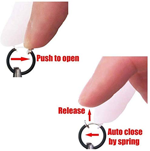 Cwlgood - Pendientes retráctiles sin necesidad de piercing para mujer, labio sintético, anillo de septum, pendientes de aro sin fin de primavera, lóbulos sin perforación, estilo hip-hop (plata, 14 mm)