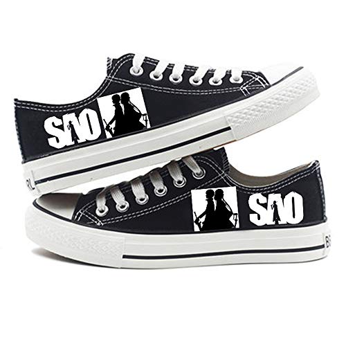 CXWLK Low Black Sword Art Online Zapatos Planos Botas 3D De Anime Alpargatas ， Zapatos De Lona con Zapatillas Altas,35