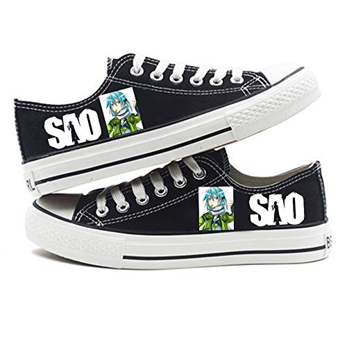 CXWLK Low Black Sword Art Online Zapatos Planos Botas 3D De Anime Alpargatas ， Zapatos De Lona con Zapatillas Altas,37