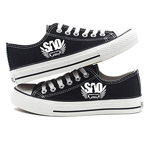 CXWLK Low Black Sword Art Online Zapatos Planos Botas 3D De Anime Alpargatas ， Zapatos De Lona con Zapatillas Altas,41