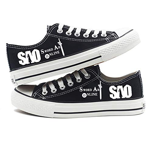 CXWLK Low Black Sword Art Online Zapatos Planos Botas 3D De Anime Alpargatas ， Zapatos De Lona con Zapatillas Altas,42