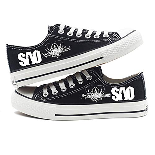 CXWLK Low Black Sword Art Online Zapatos Planos Botas 3D De Anime Alpargatas ， Zapatos De Lona con Zapatillas Altas,43