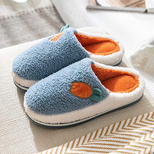 Cxypeng Zapatillas con Memory Foam,Zapatillas de algodón de Dibujos Animados de Suela Gruesa para Mujer de Invierno, cálidas y antideslizantes-43-44_Navy Blue,Pantuflas Térmicos de Invierno Suave