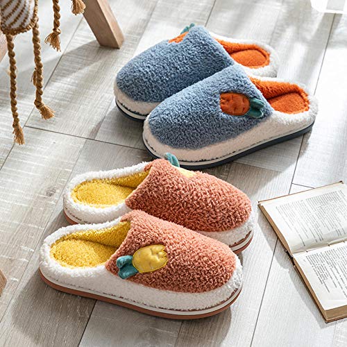 Cxypeng Zapatillas con Memory Foam,Zapatillas de algodón de Dibujos Animados de Suela Gruesa para Mujer de Invierno, cálidas y antideslizantes-43-44_Navy Blue,Pantuflas Térmicos de Invierno Suave