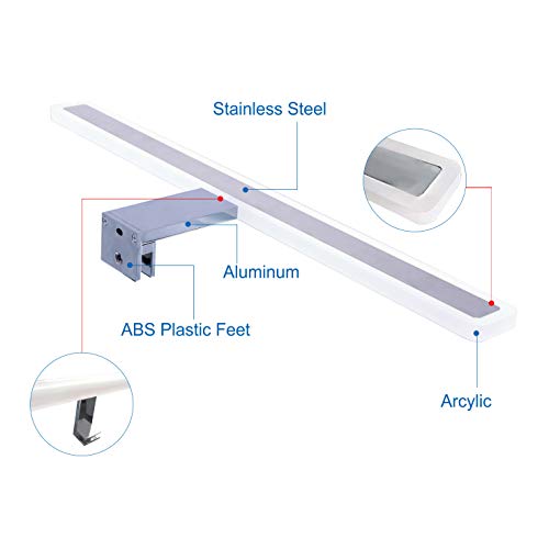 Cywer llevó la luz del espejo | Aufbauleuechte | Clip de luz | Luz de baño | Luz de maquillaje | Mueble de baño con luz blanco cálido | 30cm | IP44 | 8w | 800lm | 230V