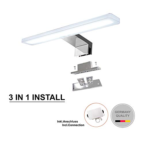 Cywer llevó la luz del espejo | Aufbauleuechte | Clip de luz | Luz de baño | Luz de maquillaje | Mueble de baño con luz blanco cálido | 30cm | IP44 | 8w | 800lm | 230V